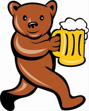 熊啤酒杯运行侧卡通