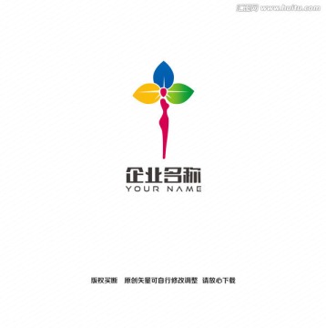 女人三叶草创意logo