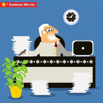板在辦公桌上做企業(yè)決策矢量圖