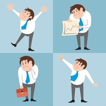 商人性格搞笑表情矢量插畫