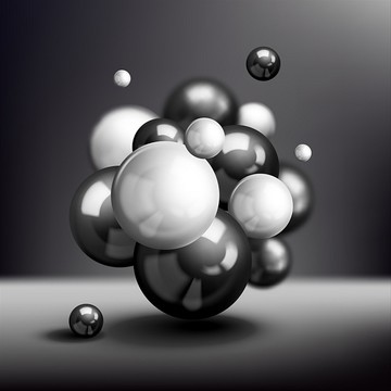 三維原子結構分子模型矢量圖