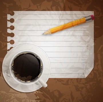纸笔和咖啡矢量图