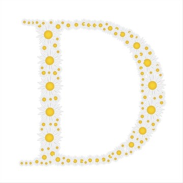 雛菊花字母矢量插圖