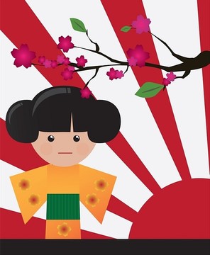 可愛小日本藝伎插圖