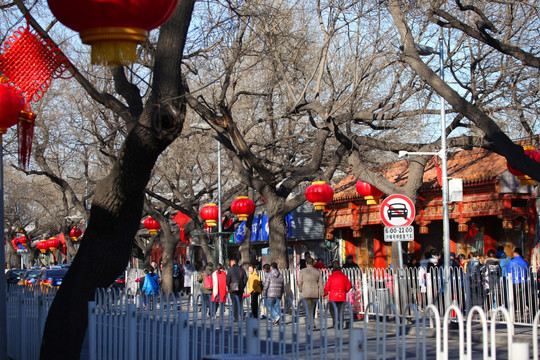 北京 春节 红灯 公园