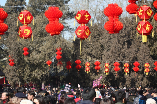 北京 地坛庙会 赶集 红灯