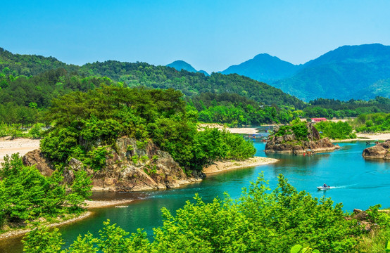 楠溪江狮子岩 山水风景