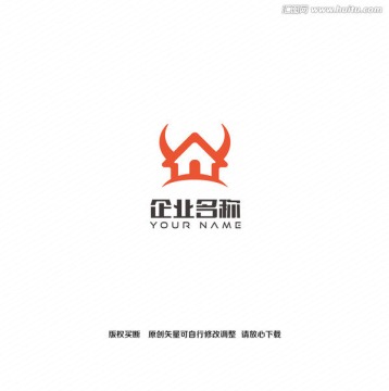 牛角房屋创意logo