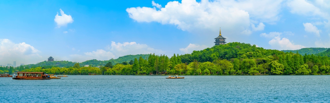 杭州西湖雷峰塔风光全景大画幅