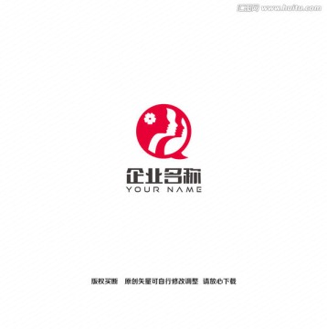 女人花朵美容创意logo