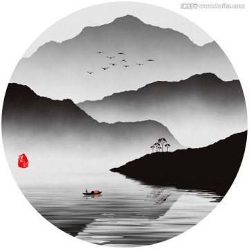 意境水墨山水 水墨掛畫 水墨畫