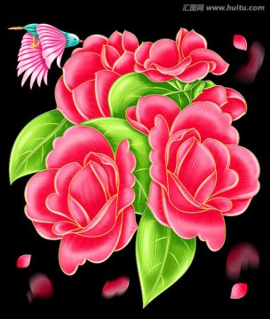 紅花與鳥