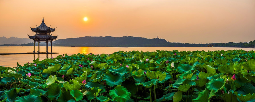 杭州西湖风光全景