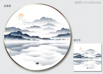 新中式寫意山水裝飾畫