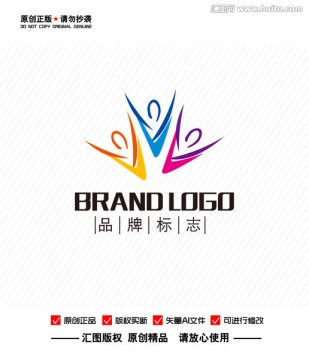 原创三人教育儿童LOGO