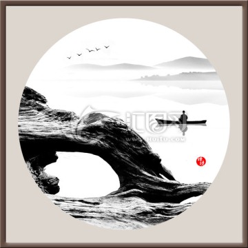 禪意水墨山水畫