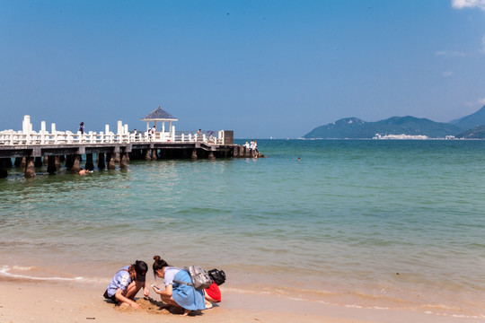 大海 海滩 栈桥