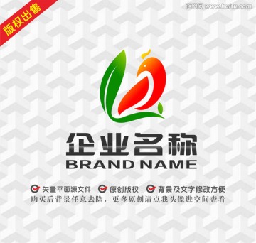 绿叶鸟生态环境logo