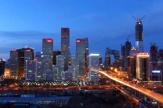 北京CBD国贸商圈夜景