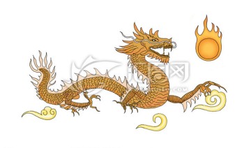 龍火球龍珠祥云手繪