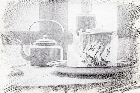 老上海生活 素描場(chǎng)景