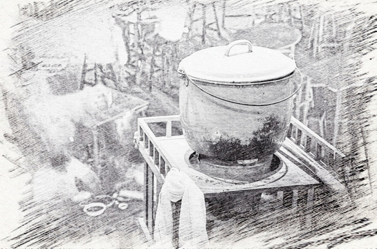 老上海生活 素描場景