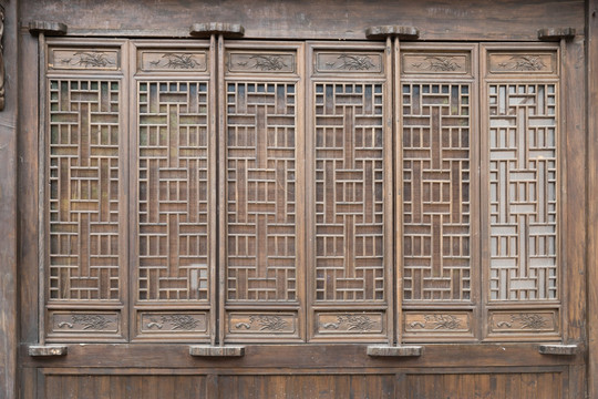 中式雕花木门 园林窗格