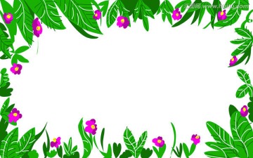 绿色背景 手绘植物