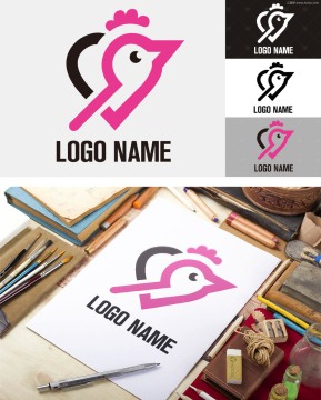 紅色小鳥美容健身logo商標(biāo)