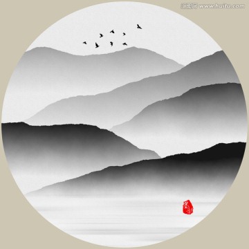 水墨山 意境禪意水墨山水