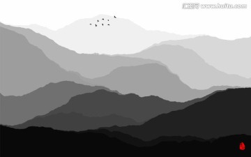 水墨山