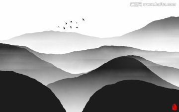 水墨山峰 水墨畫