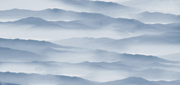 水墨群山油畫 未分層