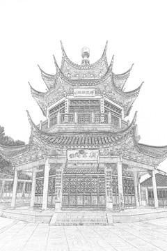 江南古鎮(zhèn)線描 合層