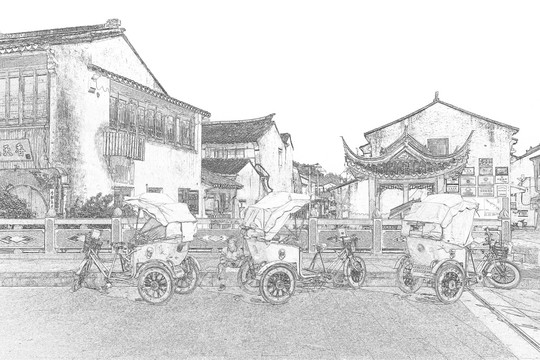 江南古鎮(zhèn)線描 合層