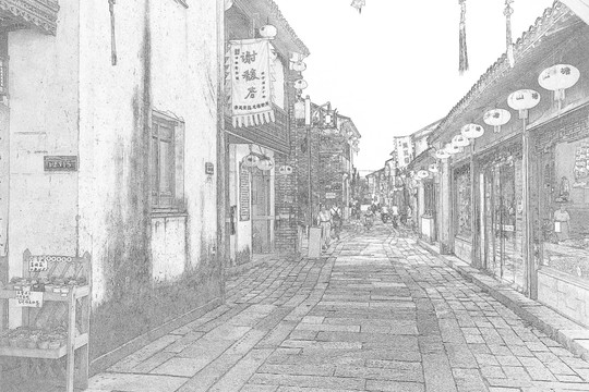 江南古鎮(zhèn)線描 合層