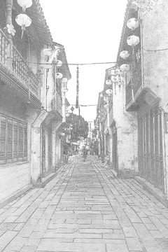 江南古鎮(zhèn)線描 合層