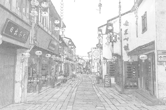 江南古鎮(zhèn)線描 合層