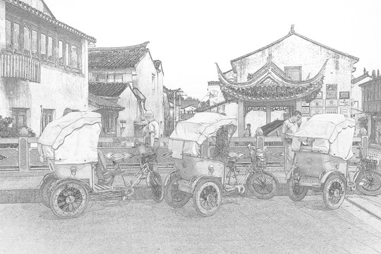 江南古鎮(zhèn)線描 合層