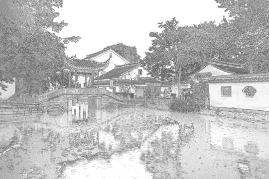 江南古鎮(zhèn)線描 合層