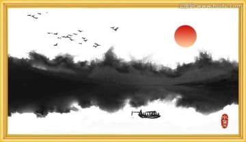 意境抽象水墨畫