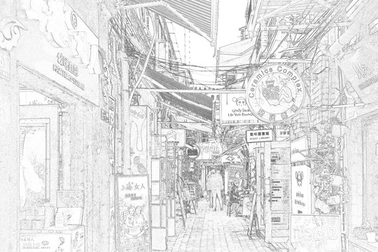 上海新天地石庫(kù)門(mén)老建筑線描合層