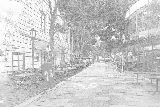 上海新天地石庫(kù)門(mén)老建筑線描合層