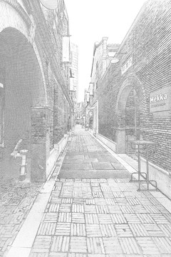 上海新天地石庫(kù)門(mén)老建筑線描合層