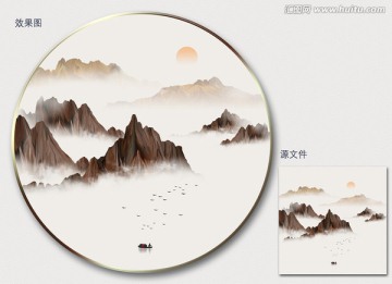 新中式寫意山水裝飾畫