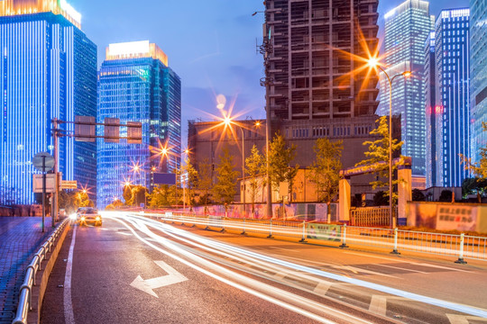 重庆夜景和城市道路