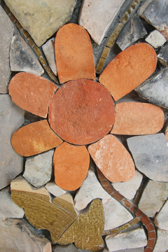 碎瓷片花朵图案背景素材