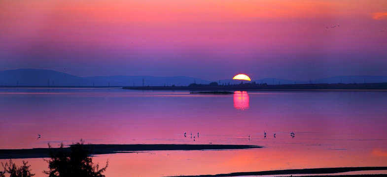 北疆海岸日落 海上落日