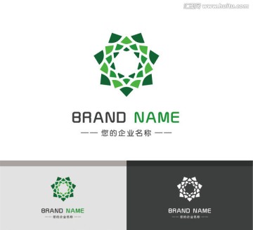 花瓣绿叶圆形logo