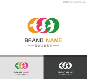 动物标志三只小鸟飞翔logo